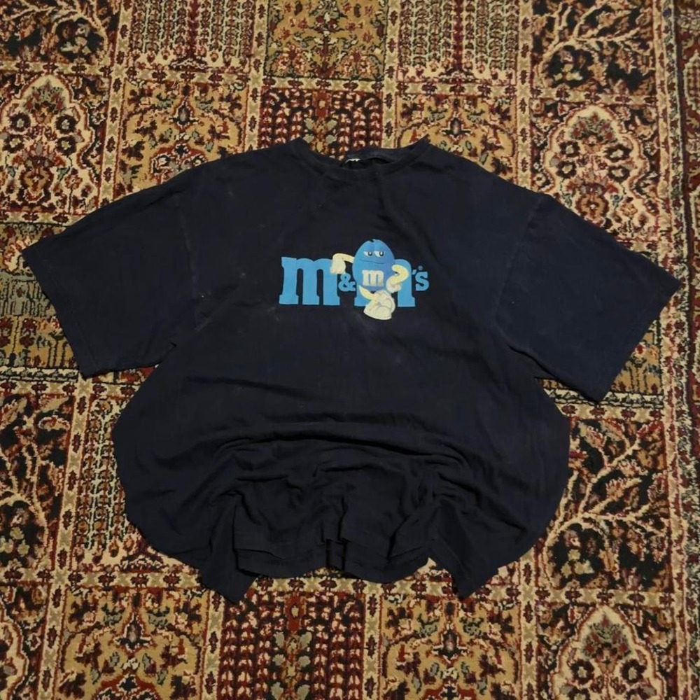 VTG‎ 00s MM&s candy blue product snack promo tee shirt XL navy funny classic